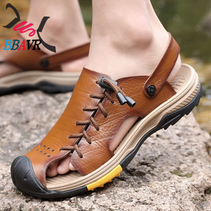 Sandalias Planas de Cuero para Hombre, Impermeables, Transpirables, Estilo Descalzo, con Amortiguación, para Playa, Senderismo, Pesca, Verano, Aire Libre, Cómodas - Product Image 2