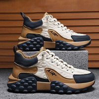 Vente en gros de baskets polyvalentes en cuir PU imperméable pour hommes, à blocs de couleur, pour toutes les occasions, chaussures décontractées en cuir PU pour hommes