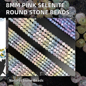 Natural Outstanding 8mm Pink Selenite Smooth Round <b>Stone</b> <b>Beads</b> Gemstone Loose <b>Beads</b> for Jewelry Making for Pease Group - Product Image 2