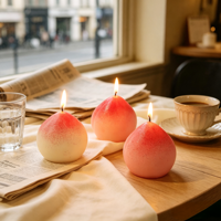 Bougie d'aromathérapie artisanale en forme de pêche - Décoration d'intérieur moderne au parfum de fruits pour les fêtes et Noël
