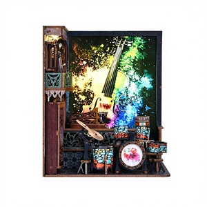 Casa de Madera 3D DIY, Modelo de Pintura con Luces y Música, Juguete de Construcción, Regalo Artístico, Adorno, Bloques de Construcción Hechos a Mano, Casa Pequeña Ensamblada - Product Image 1