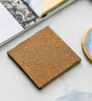 Sous-verres en céramique de galvanoplastie créatifs dorés de grain de marbre avec le dos de liège