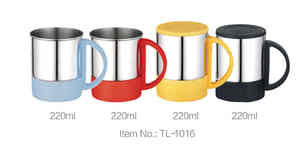 Mug à café isotherme compact en acier inoxydable à double paroi avec fond en plastique moderne de 220 ml, couvercle, isolation thermique de 6 à 12 heures pour - Product Image 6