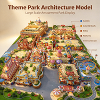 Grande Maquette d'Architecture de Parc d'Attractions Moderne : Châteaux, Tours, Toits Colorés, Manèges, Routes, Plateformes, Appartements