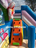 Château gonflable flamant rose commercial d'extérieur le plus vendu avec toboggan pour fête sur la plage, ensemble de château gonflable flamant rose