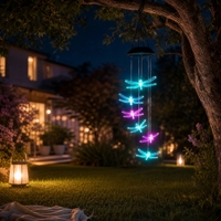 Guirlandes lumineuses solaires LED N-Concept en plastique coloré IP44, panneau solaire écologique rechargeable, décoration de jardin solaire verte, libellule