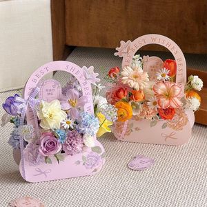 Caja de Regalo Portátil <span class=keywords><strong>con</strong></span> Diseño de Mariposas, Materiales Reciclados, Asa de Mano, Cesta Pequeña para Empaque de Regalos y Ramos DIY - Product Image 4