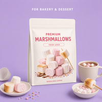 Sacs à guimauves personnalisés imprimés, sachets refermables de qualité alimentaire pour emballage de guimauves, vente en gros pour pâtisseries et desserts
