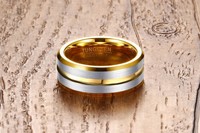 Vente flash, bagues en tungstène poli mat pour homme, 8 mm, plaquées or, bijoux, fabricant direct, livraison directe