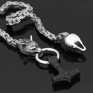 Collar nórdico de <span class=keywords><strong>lobo</strong></span> celta para hombre, colgante de acero inoxidable con cabeza de <span class=keywords><strong>Lobo</strong></span> <span class=keywords><strong>Vikingo</strong></span>, collar de joyería de amuleto Nórdico (KSS377) - Product Image 4