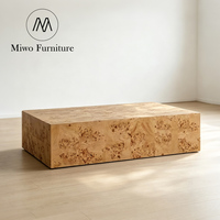 Table basse rectangulaire moderne en bois de burl, design contemporain pour salon, hôtel, appartement, hall, table décorative centrale