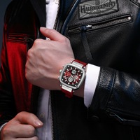 REWARD 831509 Montre-Bracelet à Quartz Sportive Carrée Décontractée Chronographe Étanche Lumineuse pour Hommes avec Bracelet en Silicone Reloj