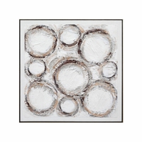 Peintures murales texturées peintes à la main avec un design multi-cercles, cadre en bois ou en PS, grande taille, peinture murale, décoration intérieure, 100*100cm