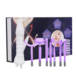 High Frequency Facial Machine Portable High Frequency Wand with 7 Purple Electrodes Skin Tightening Machine for Facial Beauty