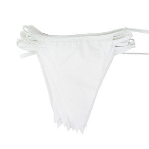 10 M 36 PCS of Pure <strong>White</strong> <strong>Cotton</strong> Banner Pennant Birthday Decorative <strong>Bunting</strong> Photo Background Wedding Carnival Layout