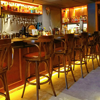 Chaise haute pivotante en bois massif rétro, tabouret de bar pour café et comptoir, ensemble table et chaise haute pour restaurant