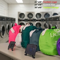 Tas Laundry Nilon Tugas Berat yang Dapat Disesuaikan dengan Tali Serut Pengunci, Cetak Logo dan Ukuran, Dapat Dicuci & Digunakan Kembali untuk Pakaian