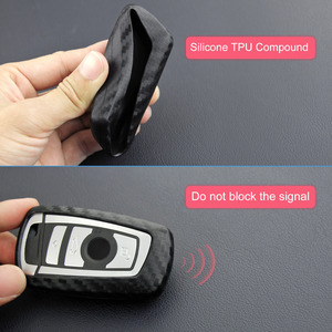 Housse de clé de voiture en silicone à motif fibre de carbone pour <span class=keywords><strong>BMW</strong></span> X5 X6 X4 <span class=keywords><strong>X3</strong></span> Série 1 2 <span class=keywords><strong>Porte</strong></span>-clé à distance - Product Image 4