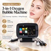 Appareil de massage facial à oxygène 3-en-1 pour un nettoyage en profondeur, soin de la peau, exfoliation à bulles d'oxygène CO2, spa, prise AU/US/EU/UK