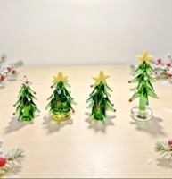 Sapin de Noël en verre fait main 2026 pour décorations de table, artisanat en verre coloré, décoration de Noël pour la maison, cadeau de fête