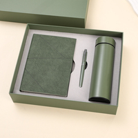 Articles cadeaux promotionnels de luxe en gros, ensemble cadeau de carnet, agenda en cuir PU vert pour le bureau, journal A5 avec clé USB