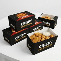 Boîte à emporter personnalisée en carton blanc et noir, résistante à la graisse, de qualité alimentaire, pour nuggets de poulet frit et frites