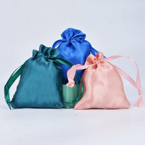 Sac à cordon en satin de soie personnalisé, pochette en satin personnalisée avec logo pour bijoux, cadeau de mariage, autres emballages textiles - Product Image 4