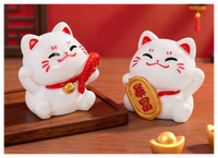 Harz Miniatur glückliche Katze chinesische Tierkreis Ornamente Figur Miniatur Handwerk Geschenke Tiers kulpturen für Kuchen Topper Dekoration