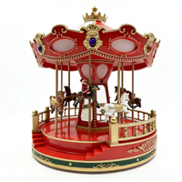 Carrusel Navideño Musical LED con Santa Claus, Decoración Navideña para Mesa, Adorno para Pueblo Navideño
