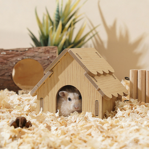 Vente en gros d'usine - Cachette carrée classique pour hamster en bois massif naturel, écologique, robuste, durable et imperméable pour petits animaux d'intérieur - Product Image 3