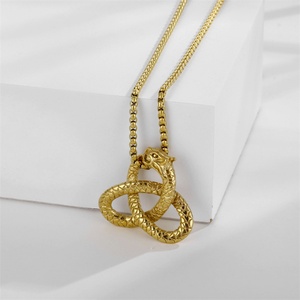 Collier pendentif dragon anime en acier inoxydable doré chinois avec chaîne à maillons pour homme - Cadeau d'anniversaire et de mariage - Product Image 3