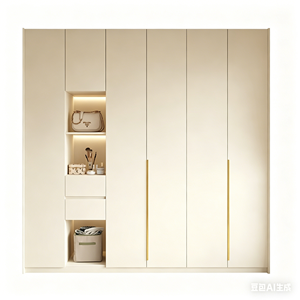 XHA Solid Wood Wardrobe Sliding Doors 5 <b>Drawers</b> 8 Shelves Eco-Friendly Modern Design Oak Finish Bedroom Furniture - Product Image 6