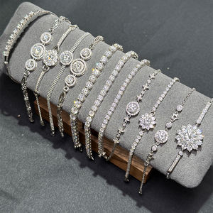 Bracciale da Donna di Alta Qualità in Argento <span class=keywords><strong>Sterling</strong></span> <span class=keywords><strong>925</strong></span> con Moissanite da 1 Carato, Braccialetto Rigido alla Moda per Signore - Product Image 1