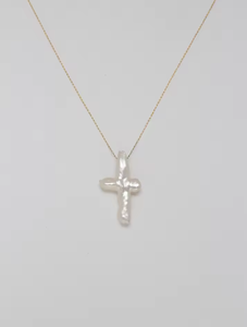 Collar de Oro con Diseño de Garra de Pollo, Perla Barroca, Patrón de Cruz Asimétrico, Cadena para Clavícula - Product Image 3