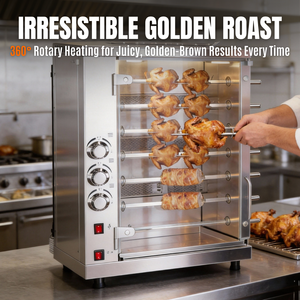 Maximiza el atractivo de tu comida en cocinas abiertas: Horno asador de pollos con iluminación cálida - Product Image 1