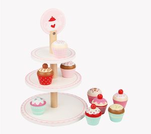 Maison pour enfants en bois à trois couches support à gâteau cuisine maison après-midi thé crème glacée crème glacée Dessert jouets - Product Image 6