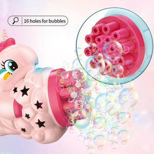 Máquina de Burbujas para Niños, Juguete de Verano para Exteriores, Playa y Parque, Pistola de Burbujas Eléctrica de Unicornio con 16 Orificios, Luz y 60 ml de Solución para Burbujas - Product Image 3