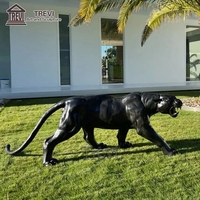 Sculpture de mascotte animale de décoration extérieure, statue de panthère noire en bronze