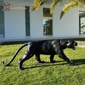 Scultura <span class=keywords><strong>di</strong></span> Pantera Nera in Bronzo, Statua <span class=keywords><strong>di</strong></span> Mascotte Animale per Decorazione Esterna - Product Image 1