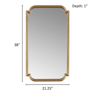 <b>Gold</b> Scalloped Wall <b>Mirror</b> Rectangular Framed <b>Mirror</b> For Entryway Or Bedroom Decor - Product Image 2