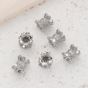 Nuevas cuentas de cintura pequeñas de circón, cuentas de cuerno de alto color de 14K chapadas en cobre, soporte de flor de doble cara, accesorios de joyería DIY - Product Image 4