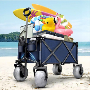 Premium Heavy Duty <strong>Folding</strong> <strong>Wagon</strong> Cart With TPU Inflatable Wheel Outdoor Collapsible Utility Cart For Camping <strong>Beach</strong> Picnic Hiking - Product Image 5