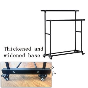 כבד מתכת כפול מוט מוט בגד מתגלגל בגדים מתגלגל מארגן גלגלים גלגלים קיר פרימיום ווים מעיל לארגן את הבגדים שלך - Product Image 4