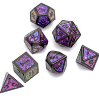 Jeu de dés en métal à motif Dragon D & D, 7 pièces