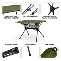 Table de camping moderne et compacte pour la randonnée, le barbecue et la plage - Pliable en aluminium avec plateau en bois pour le backpacking