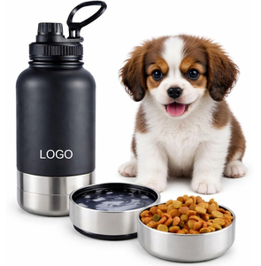 Bottiglia d'Acqua da Viaggio in Acciaio Inox Isolata e Antigoccia da 32oz per Animali e Persone con 2 Ciotole per Cani, Ideale per Escursioni, Campeggio e Viaggi - Product Image 1