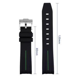 Bracelet de montre sport en caoutchouc et silicone marron de 20 mm avec boucle déployante en acier et extrémité incurvée - Product Image 4