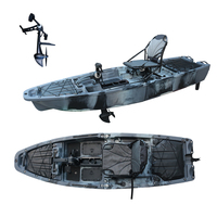 Kayak modulaire de pêche à pédales de 9 pieds pour 1 personne avec moteur électrique et système de propulsion à pédales détachable pour utilisation en mer