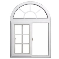 Ventanas Arqueadas Modernas de PVC con Rejilla y Diseño de Ventana Arqueada, Ventana Corredera de Doble Vidrio