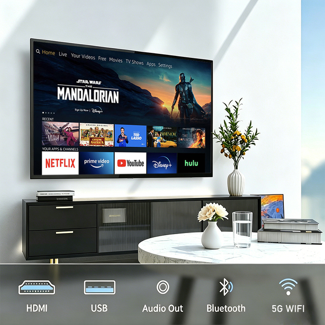 65 Inch 4K TV Screen Ultra Narrow Bezel DLED QLED 4K UHD Gaming Smart TV Mini LED Backlight High Brightness for Home Theater TV